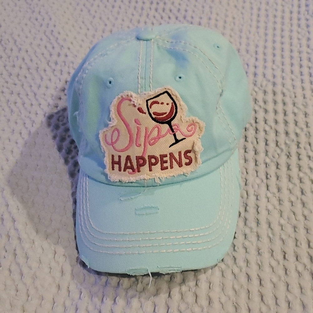 SIP Happens Distressed Vintage Baseball Cap